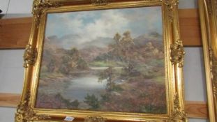 A gilt framed landscape 'Perthshire Lochan' signed Prudence Turner, image 60 x 50 cm.