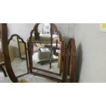 A mahogany framed triple dressing table mirror. (collect only).