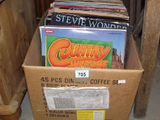 A box of LP records.