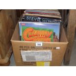 A box of LP records.