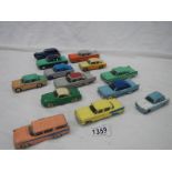 A good selection of 1950/60's Dinky saloon cars including two tone and American models.