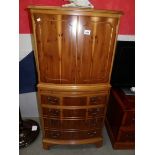 A walnut drawer base drinks cabinet. (collect only).