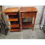 An Inlaid mahogany side table with drawer and one other (collect only).