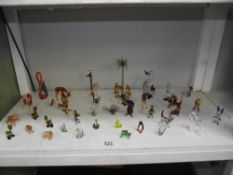 A collection of hand made glass animals.