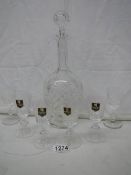 A set of 6 Edinburgh crystal glasses and a decanter all in good condition.