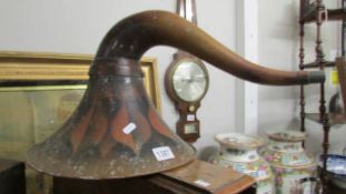 A painted gramaphone horn.
