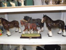 4 shire horses by various makers.