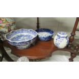 A blue and white Mason's bowl,