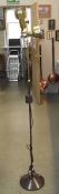 A metal floor standing lamp with brushed brass effect shades, (collect only).