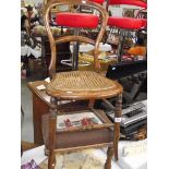 A bergere panelled hall chair and a tapestry covered stool (collect only).