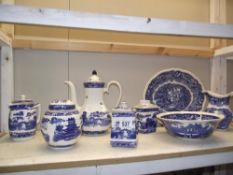 A quantity of Mason's and Rington's blue and white items.