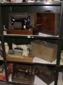 3 vintage sewing machines including Singer and Lucia.