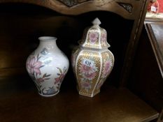 A German floral vase and an Italian 'Decor' vase with lid.