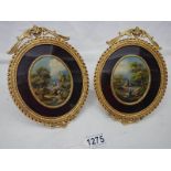 A fine pair of Italian miniature scenes in gilt metal frames, after Bossi.