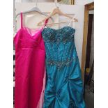3 bridesmaid/prom dresses/gowns, green size 10, Light pink size 10 and dark pink,
