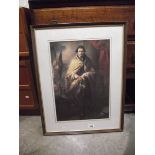 A framed and glazed portrait print of Sir Joseph Banks 1743-1820 after Benjamin West,