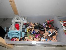 A large quantity of American wrestling action figures.