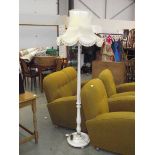A white floor standing lamp with shade. (collect only).