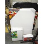 A quantity of new canvas on wooden frames, puzzlemate etc.