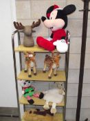 A mixed lot of soft toys including Minnie Mouse.