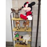 A mixed lot of soft toys including Minnie Mouse.