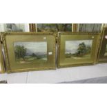 A pair of Victorian landscape painting signed L G Freck images 36 x 35 cm.