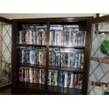 Three shelves of DVD's.