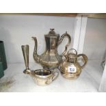 A 19th century silver plated coffee pot, teapot, jug etc.
