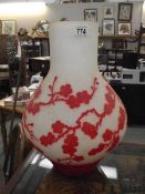 A large overlaid glass Galle' style vase.