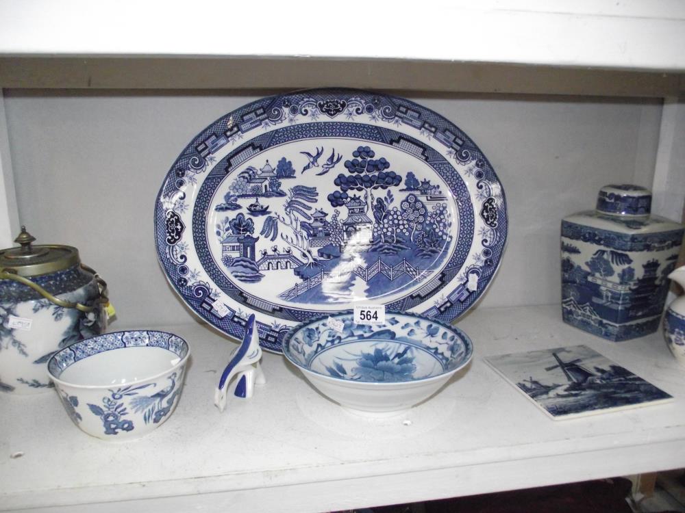 A mixed lot of blue and white pottery, Carlton ware, Royal Dux etc.