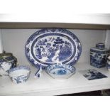 A mixed lot of blue and white pottery, Carlton ware, Royal Dux etc.