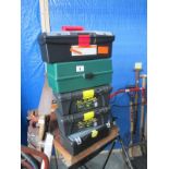 A quantity of toolboxes some with tools