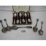 A good set of 6 hall marked silver spoons and five larger spoons, 175 grams.