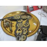 A large brass tray,