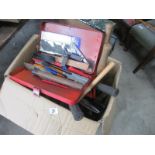 A large box of gardening tools etc