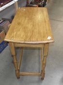 A polished light oak hall/ side table, (collect only).