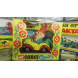 A boxed Corgi Comics Noddy car with Noddy, Big Ears and Golly.