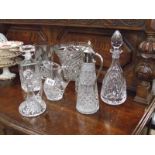 A quantity of crystal decanters,