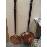 2 copper warming pans a/f