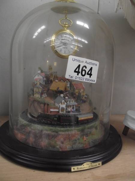 Flying Scotsman village clock 'The Romance of steam' and a lead crystal table lamp - Image 2 of 2