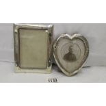 2 silver photograph frames, a/f.