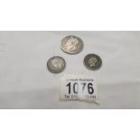A George IV 1820 half crown and 2 1926 one shilling coins, 25 grams.