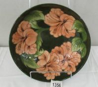 A Walter Moorcroft signed green 'Coral Hibiscus' bowl, circa 1970's.