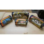 A boxed Corgi Mercedes Benz 350SL, Ford 3 litre Capri GT, Coastguard Jaguar XJI,