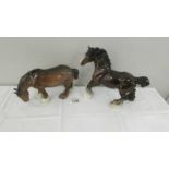 2 Beswick shire horses.