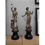 A pair of spelter figures 1 a/f
