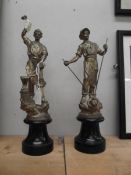 A pair of spelter figures 1 a/f