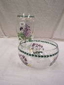 A Portmerion glass Botanic garden large bowl and vase.