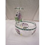 A Portmerion glass Botanic garden large bowl and vase.