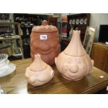 3 Terracotta storage jars for onions, garlic etc.